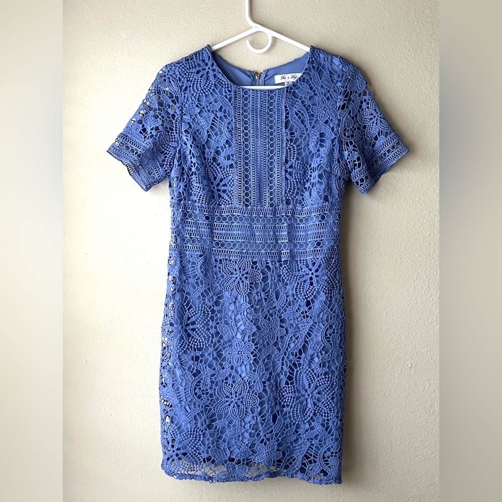 She and Sky Lavender Lace Dress